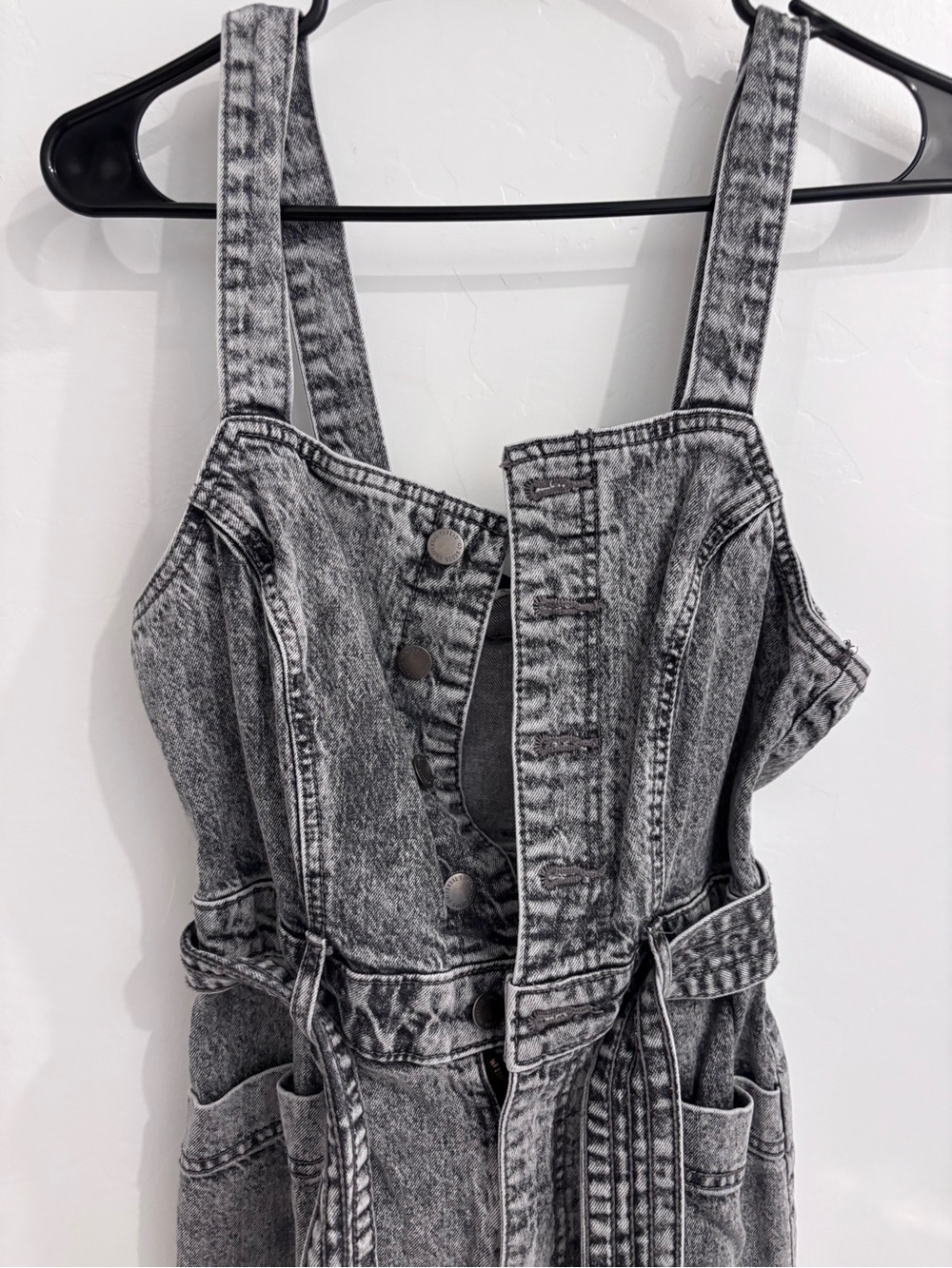 Universal Thread Girls Black Washed Denim One-Piece Romper